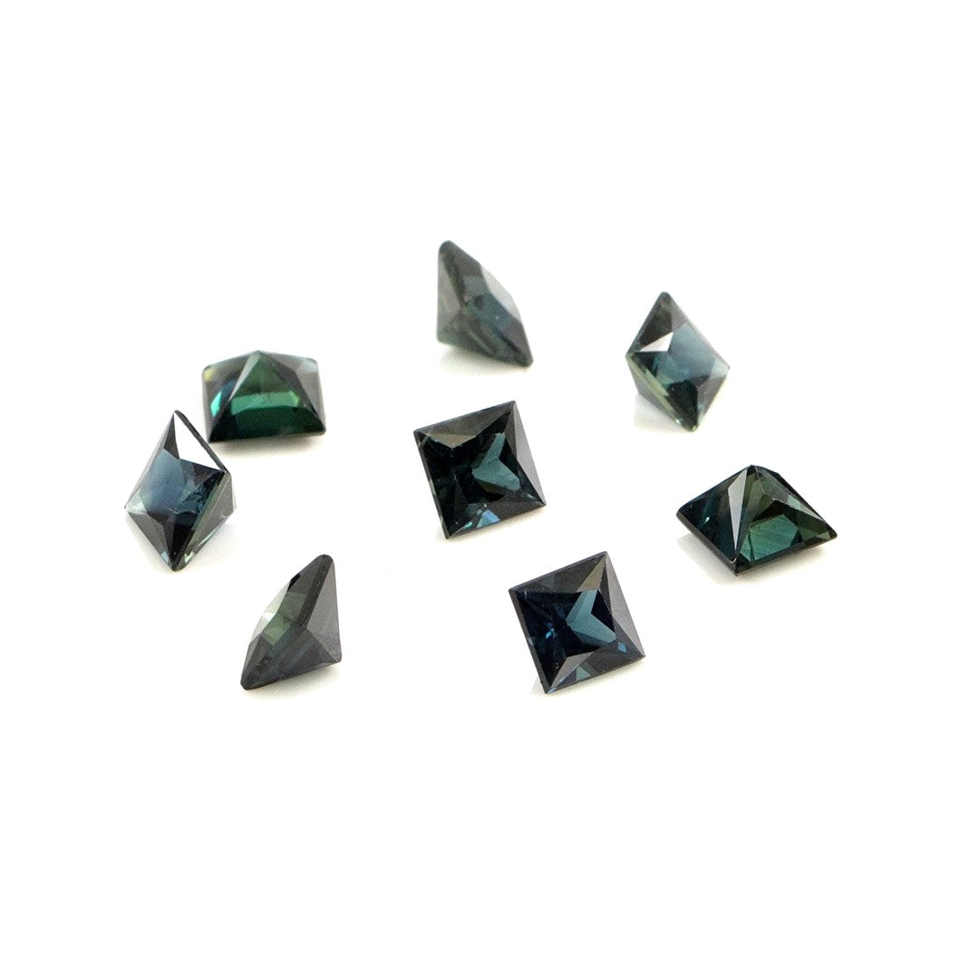 Natural Untreated Australian Teal Sapphire Calibrated Squares | 4mm & 4.5mm