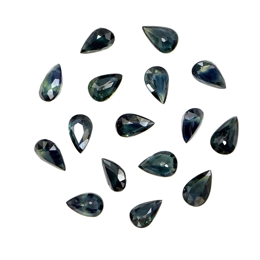 Natural Untreated Teal Sapphire Calibrated Pears | 3x5mm & 4x6mm