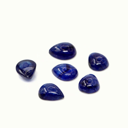 Natural Bangkok Blue Sapphire Calibrated Cabochon Pears | 5x7mm & 6x8mm