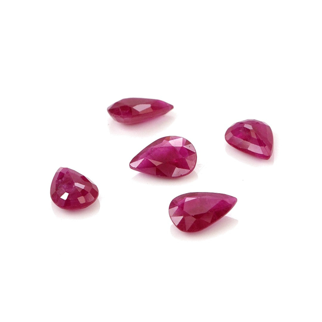 Natural Untreated Burma Ruby Calibrated Pears | 5x7mm & 6x8mm