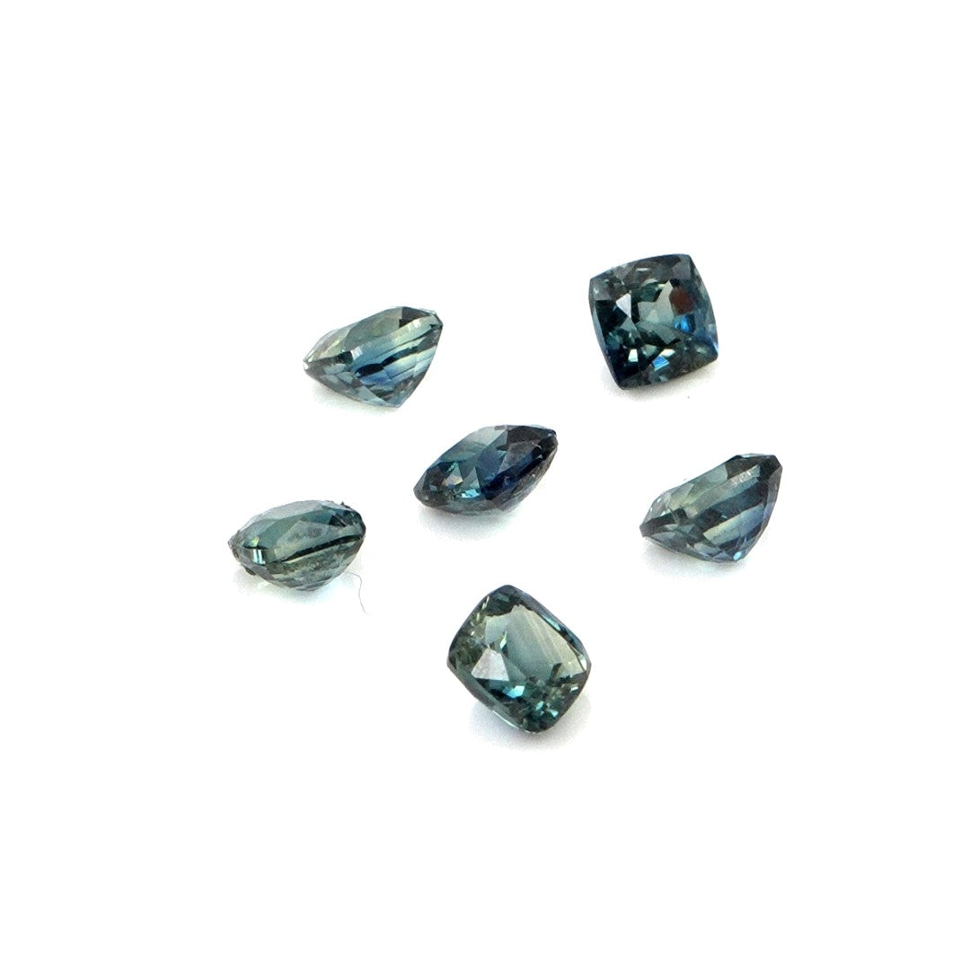 Natural Untreated Australian Teal Sapphire Calibrated Cushions | 4mm & 4.5mm