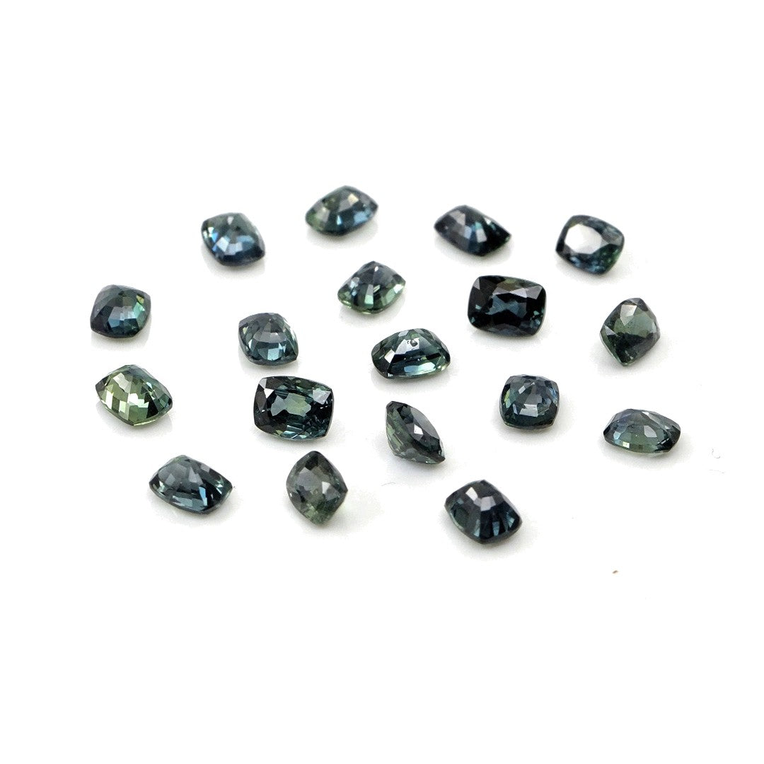 Natural Untreated Australian Teal Sapphire Calibrated Long Cushion | 3x4mm & 4x5mm