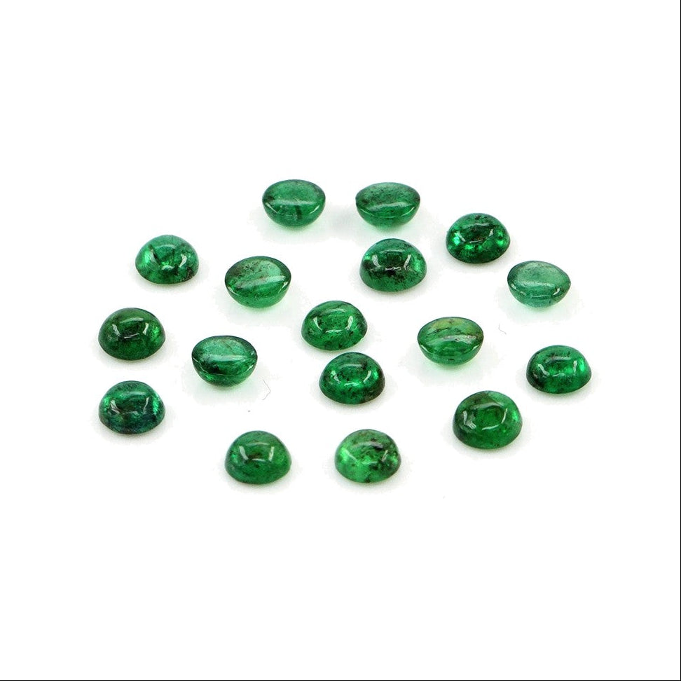 Natural Zambian Emerald Calibrated Cabochon Rounds | 3mm & 3.5mm