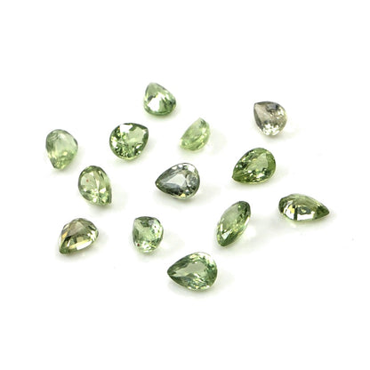 Natural Untreated Green Sapphire Calibrated Pears | 3x4mm & 4x5mm