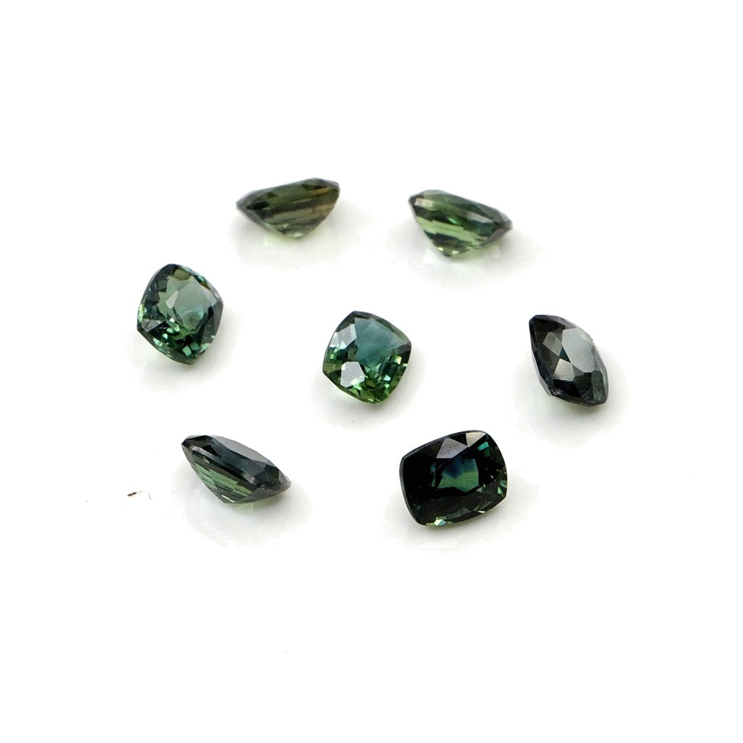 Natural Untreated Australian Teal Sapphire Calibrated Long Cushion | 3x4mm & 4x5mm