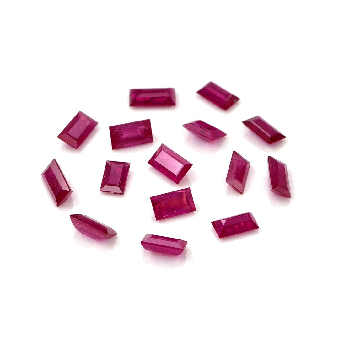 Natural Untreated Mozambique Ruby Calibrated Baguettes | 2x4mm & 2.5x5mm