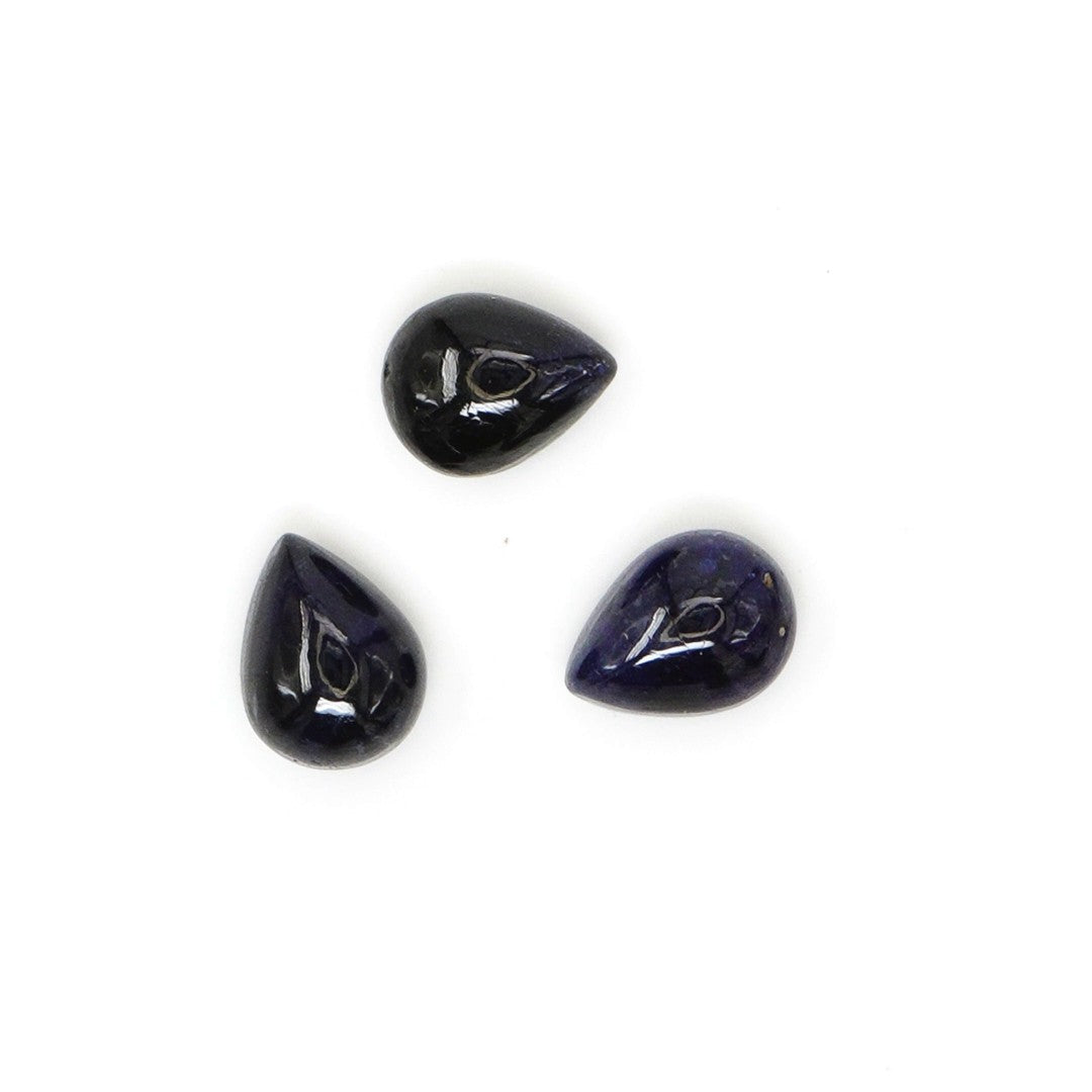 Natural Bangkok Blue Sapphire Calibrated Cabochon Pears | 7x9mm & 7x8mm