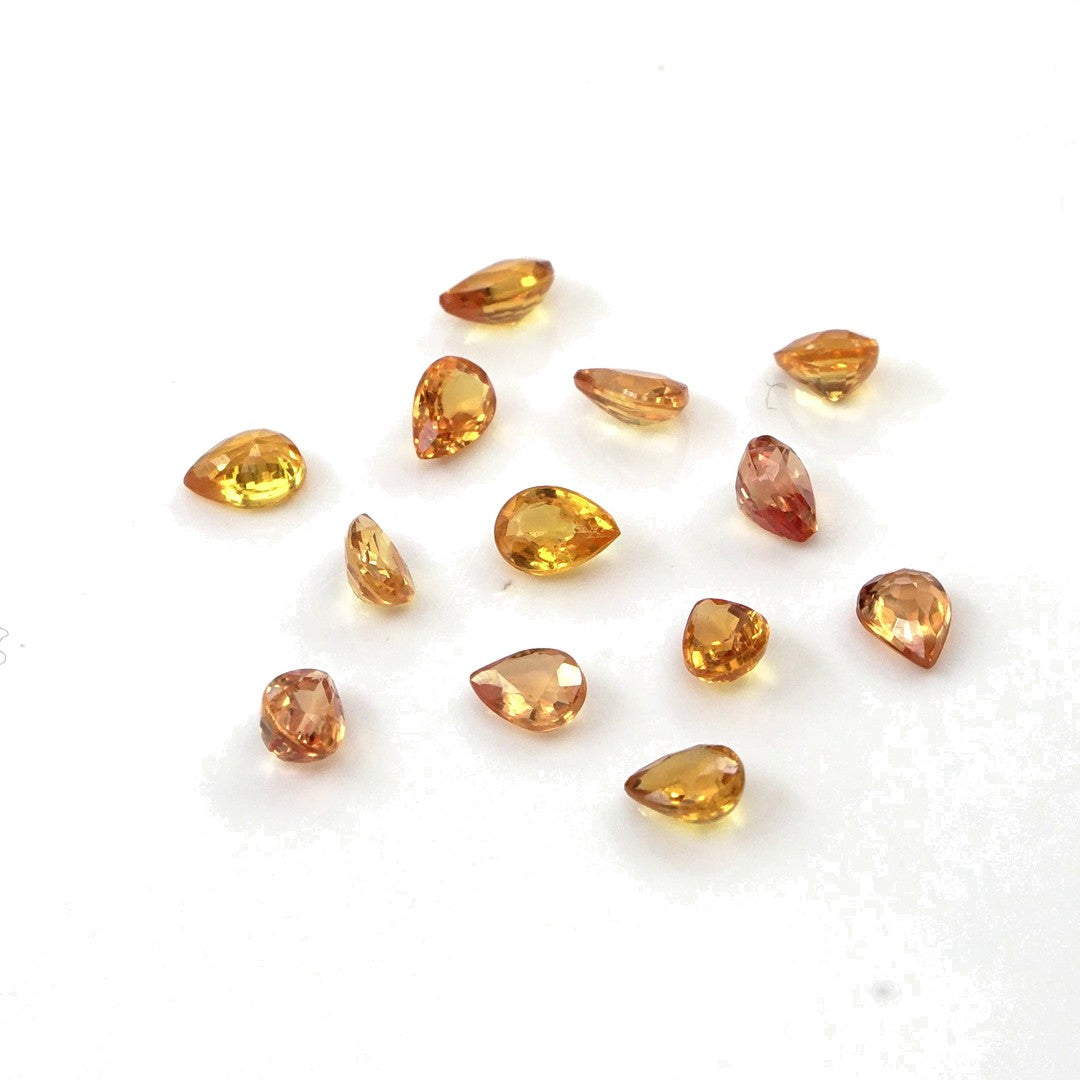 Natural Untreated Orange Sapphire Calibrated Pears | 3x4mm & 4x5mm