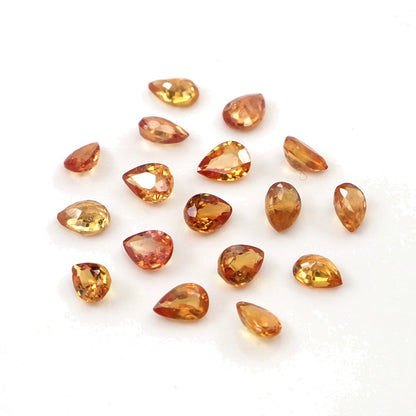 Natural Untreated Orange Sapphire Calibrated Pears | 3x4mm & 4x5mm