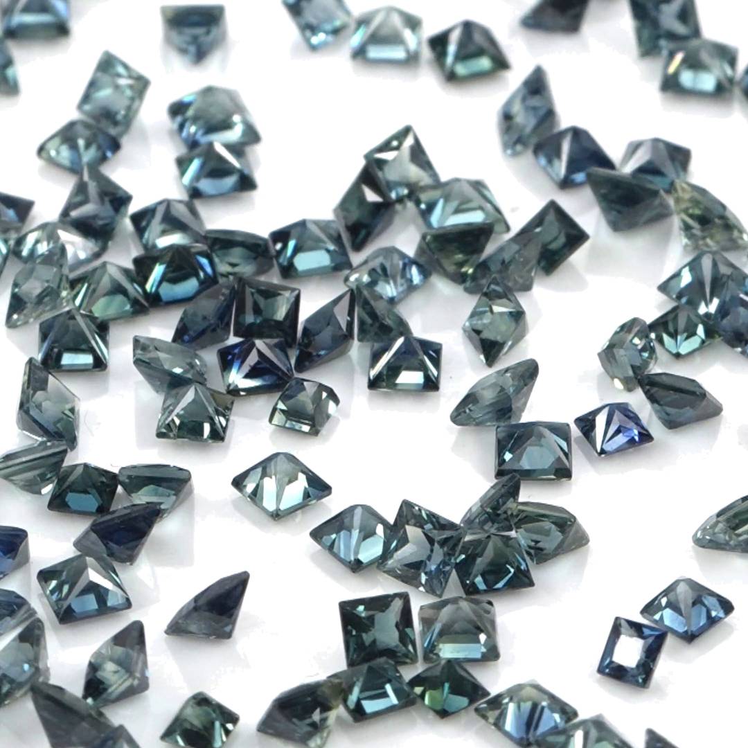 Natural Untreated Australian Teal Sapphire Calibrated Squares | 2mm & 2.5mm