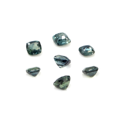 Natural Untreated Australian Teal Sapphire Calibrated Cushions | 3mm & 3.5mm