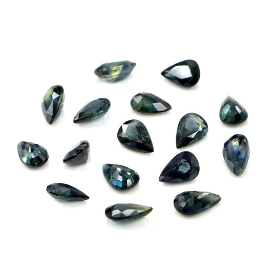 Natural Untreated Teal Sapphire Calibrated Pears | 3x5mm & 4x6mm