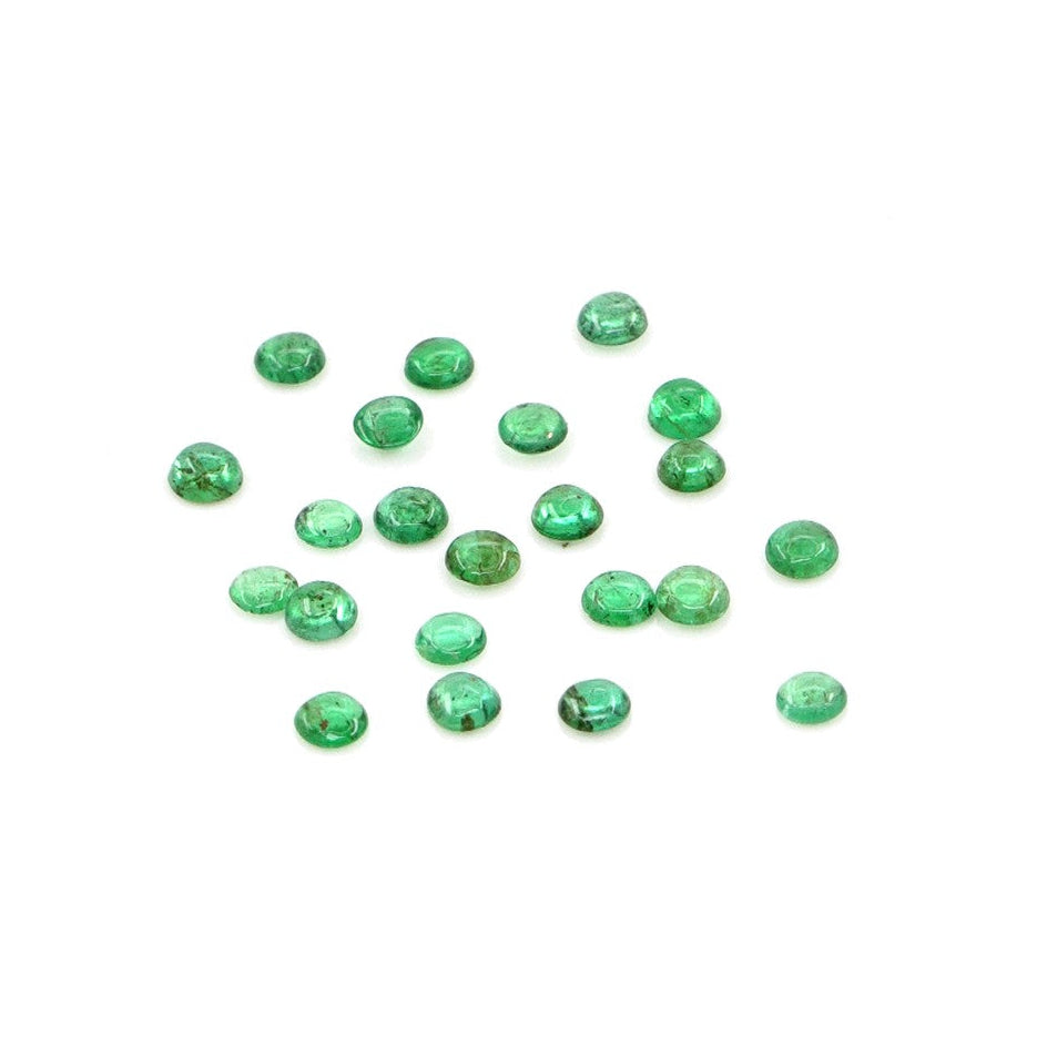 Natural Zambian Emerald Calibrated Cabochon Rounds | 2mm & 2.5mm