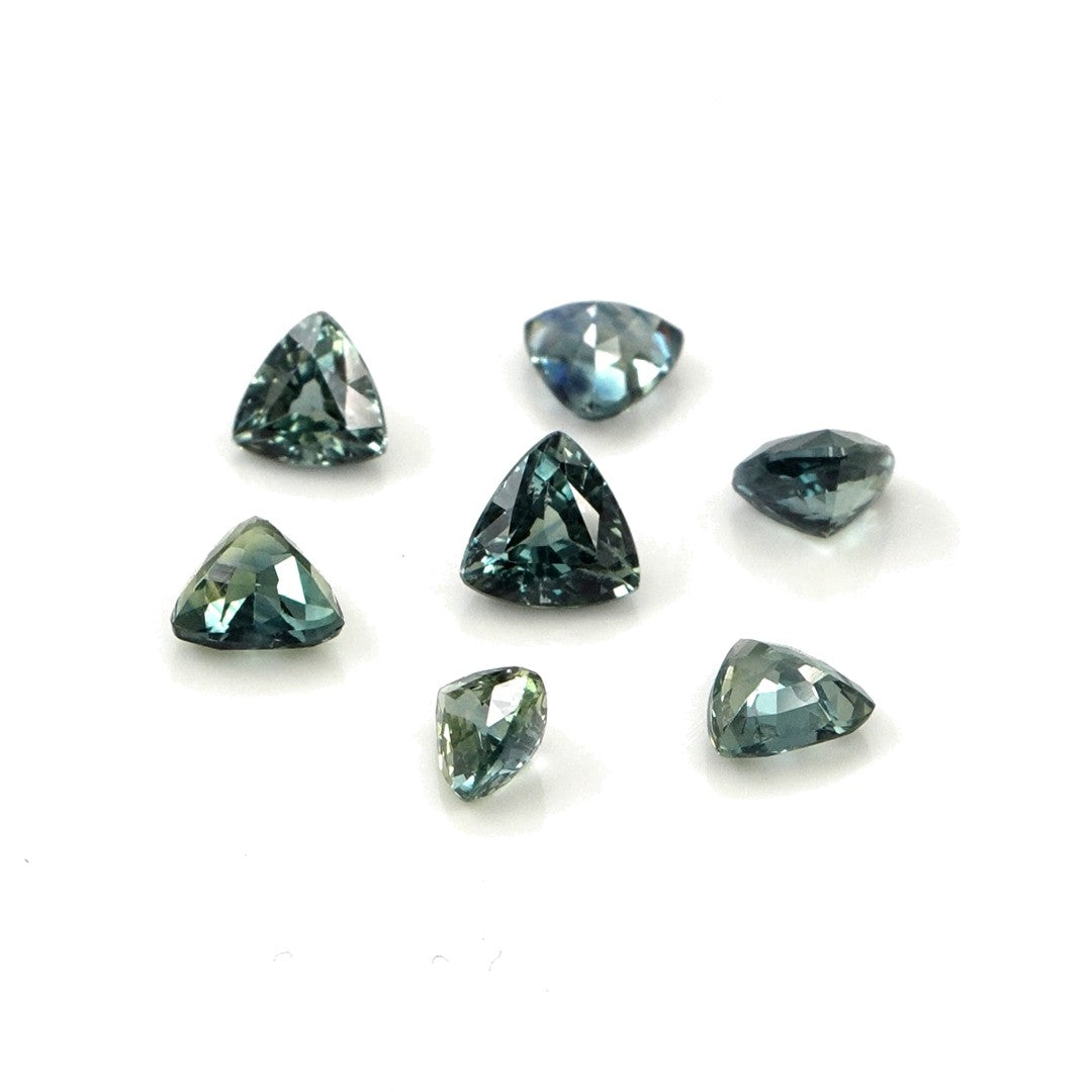 Natural Untreated Australian Teal Sapphire Calibrated Trillions | 4mm & 4.5mm