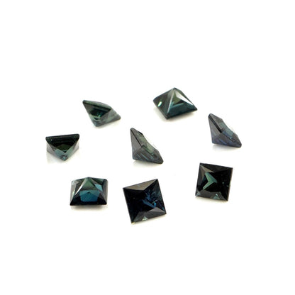 Natural Untreated Australian Teal Sapphire Calibrated Squares | 4mm & 4.5mm