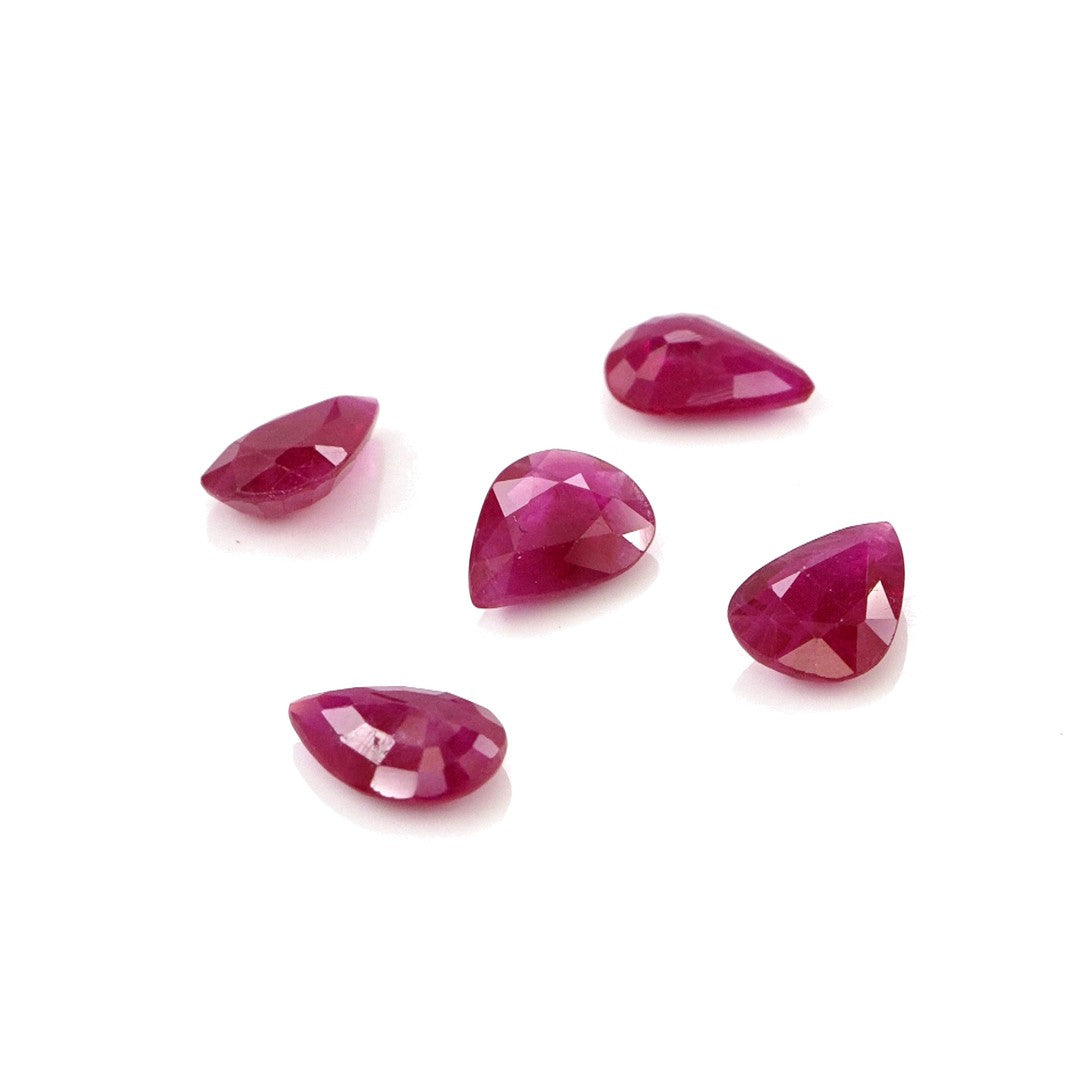 Natural Untreated Burma Ruby Calibrated Pears | 5x7mm & 6x8mm