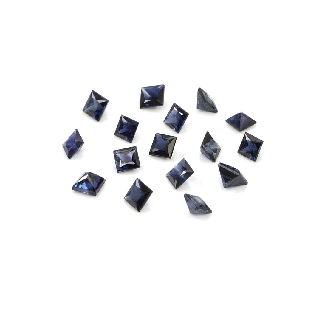 Natural Untreated Blue Sapphire Calibrated Squares | 3mm & 3.5mm