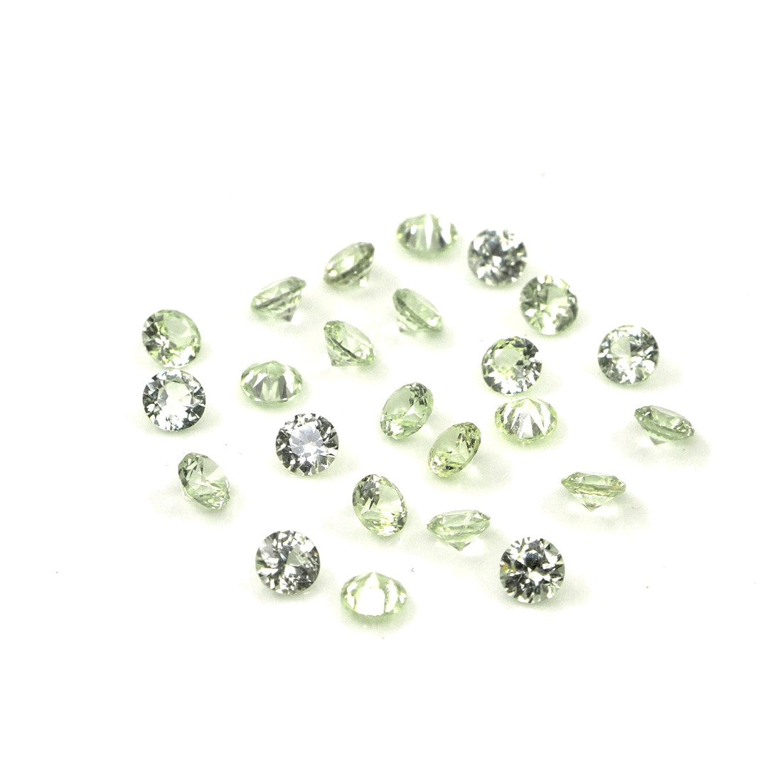 Natural Untreated Green Sapphire Calibrated Rounds | 2mm & 2.5mm