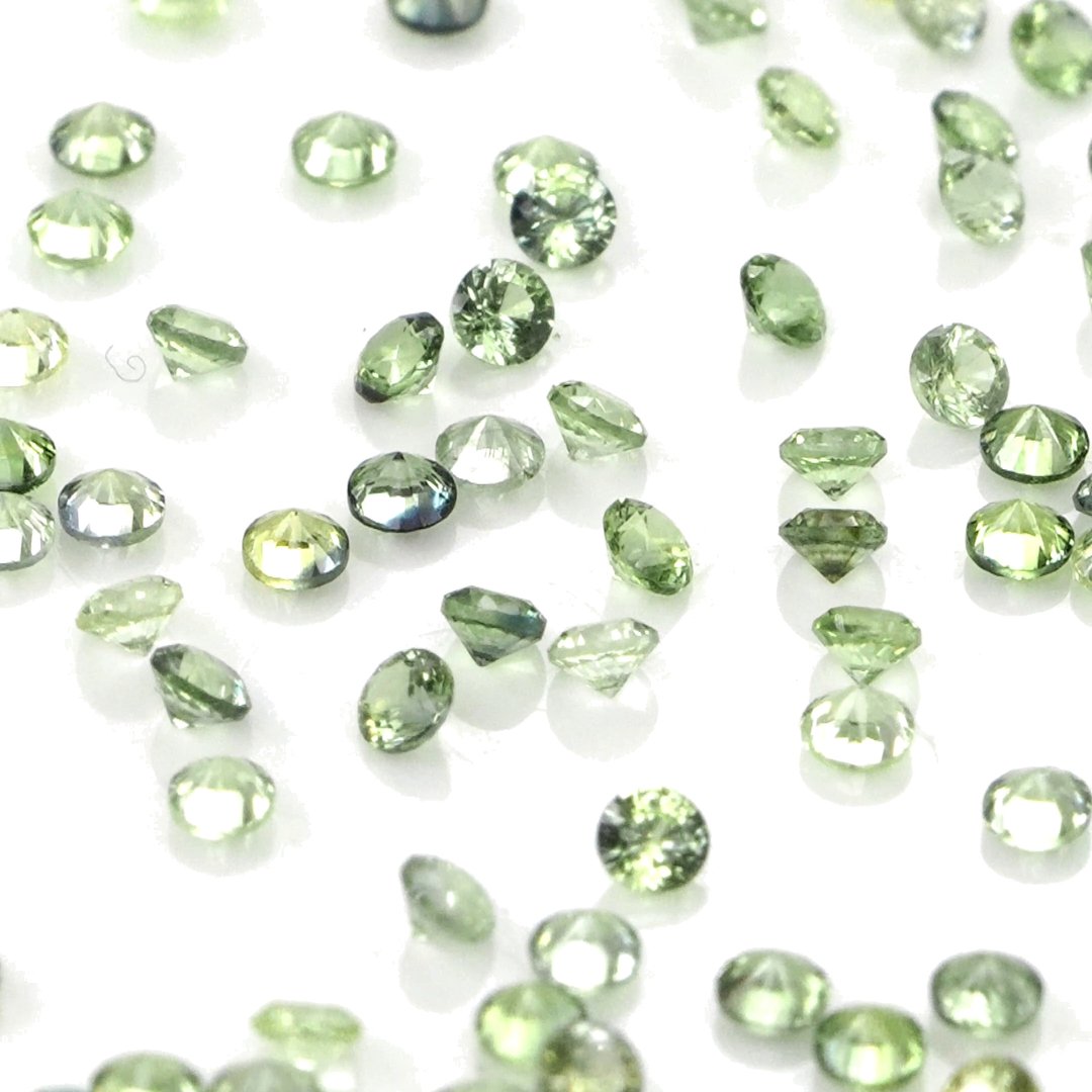 Natural Untreated Green Sapphire Calibrated Rounds | 1mm & 1.5mm