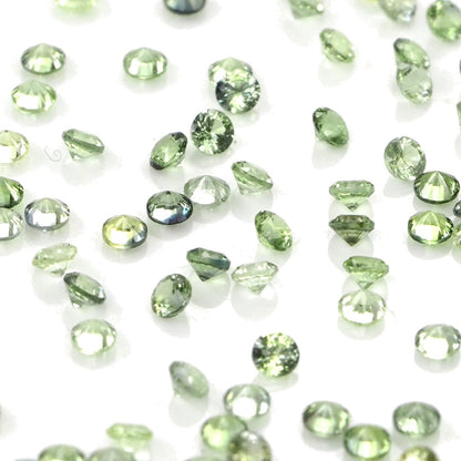 Natural Untreated Green Sapphire Calibrated Rounds | 1mm & 1.5mm
