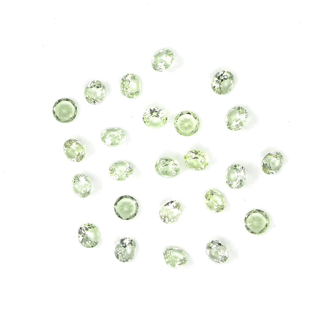 Natural Untreated Green Sapphire Calibrated Rounds | 2mm & 2.5mm