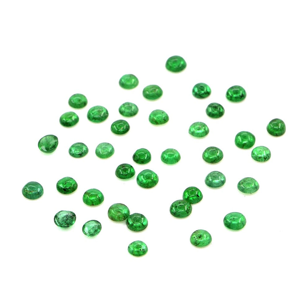 Natural Zambian Emerald Calibrated Cabochon Rounds | 2mm & 2.5mm