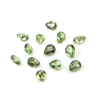 Natural Untreated Green Sapphire Calibrated Pears | 3x4mm & 4x5mm