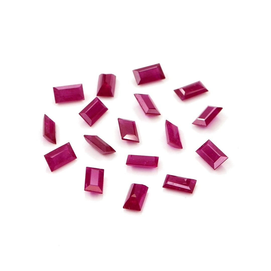 Natural Untreated Mozambique Ruby Calibrated Baguettes | 2x4mm & 2.5x5mm