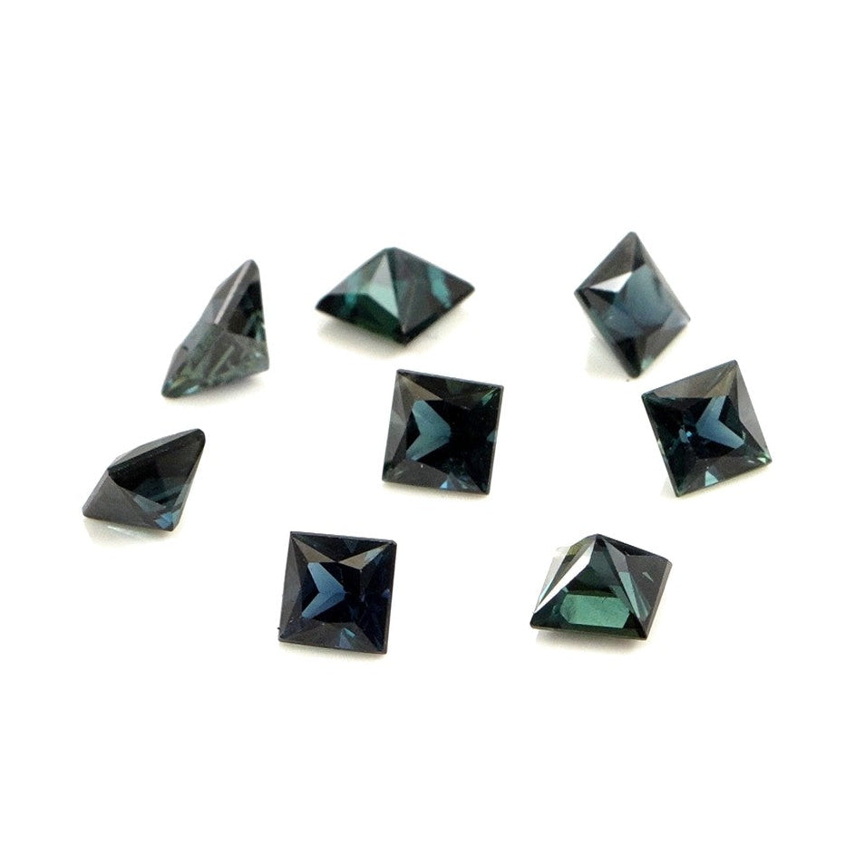 Natural Untreated Australian Teal Sapphire Calibrated Squares | 4mm & 4.5mm