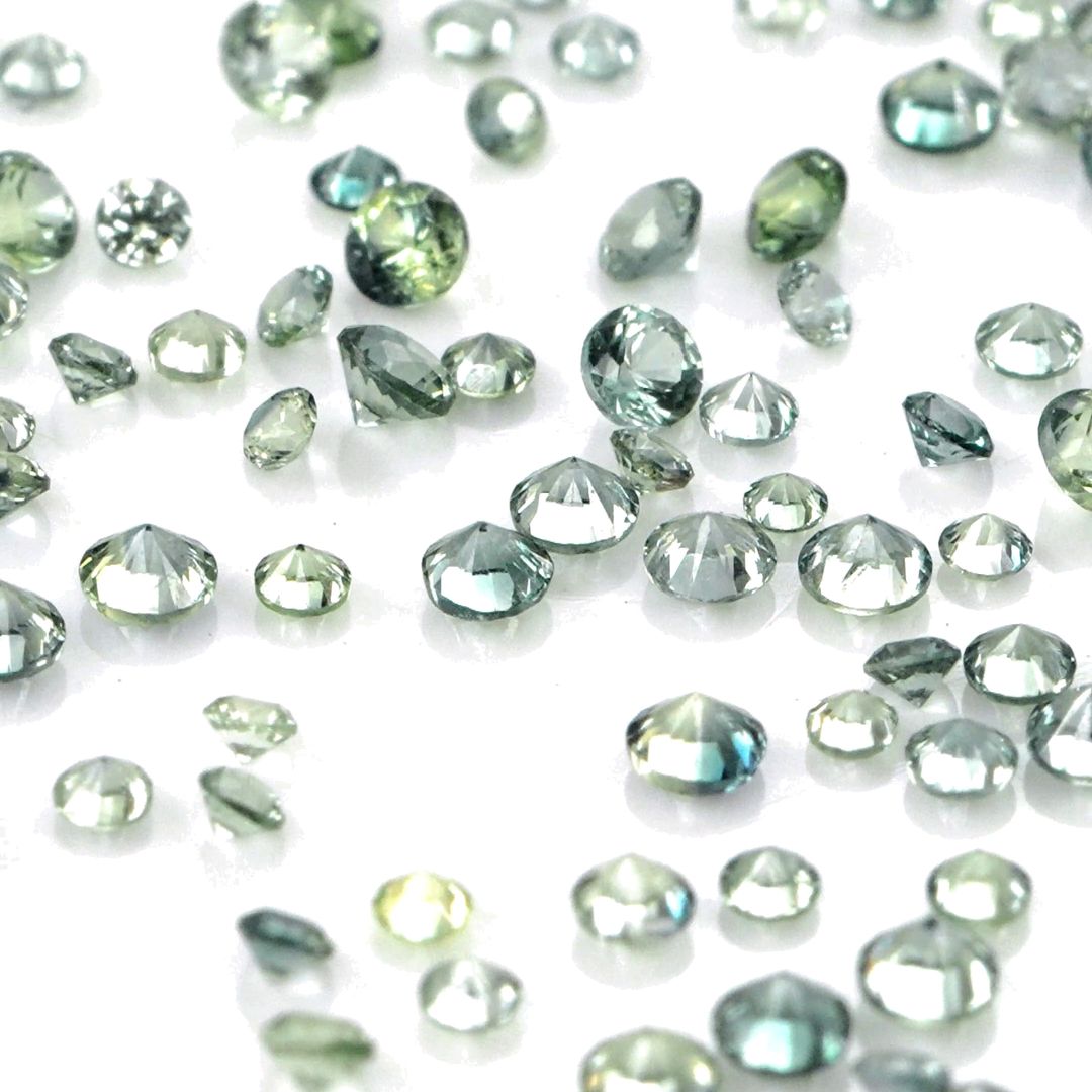 Natural Untreated Green Sapphire Calibrated Rounds | 1mm & 1.5mm