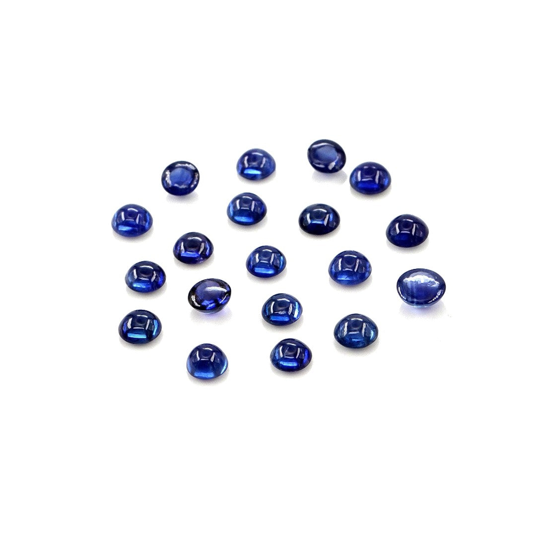 Natural Untreated Blue Sapphire Calibrated Cabochon Rounds | 3mm & 3.5mm