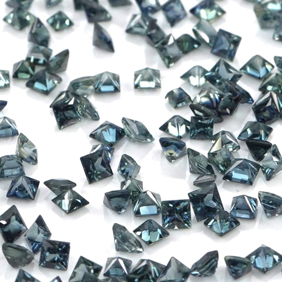 Natural Untreated Australian Teal Sapphire Calibrated Squares | 2mm & 2.5mm