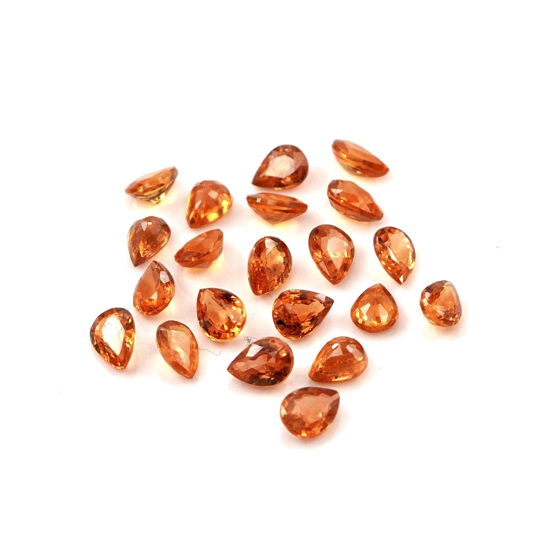 Natural Untreated Orange Sapphire Calibrated Pears | 3x4mm & 4x5mm