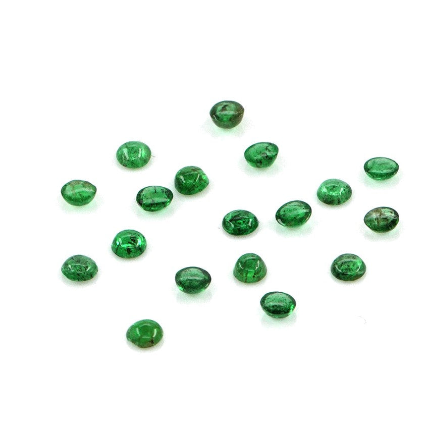 Natural Zambian Emerald Calibrated Cabochon Rounds | 2mm & 2.5mm