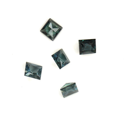 Natural Untreated Australian Teal Sapphire Calibrated Squares | 4mm & 4.5mm