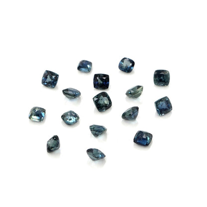Natural Untreated Australian Teal Sapphire Calibrated Cushions | 3mm & 3.5mm