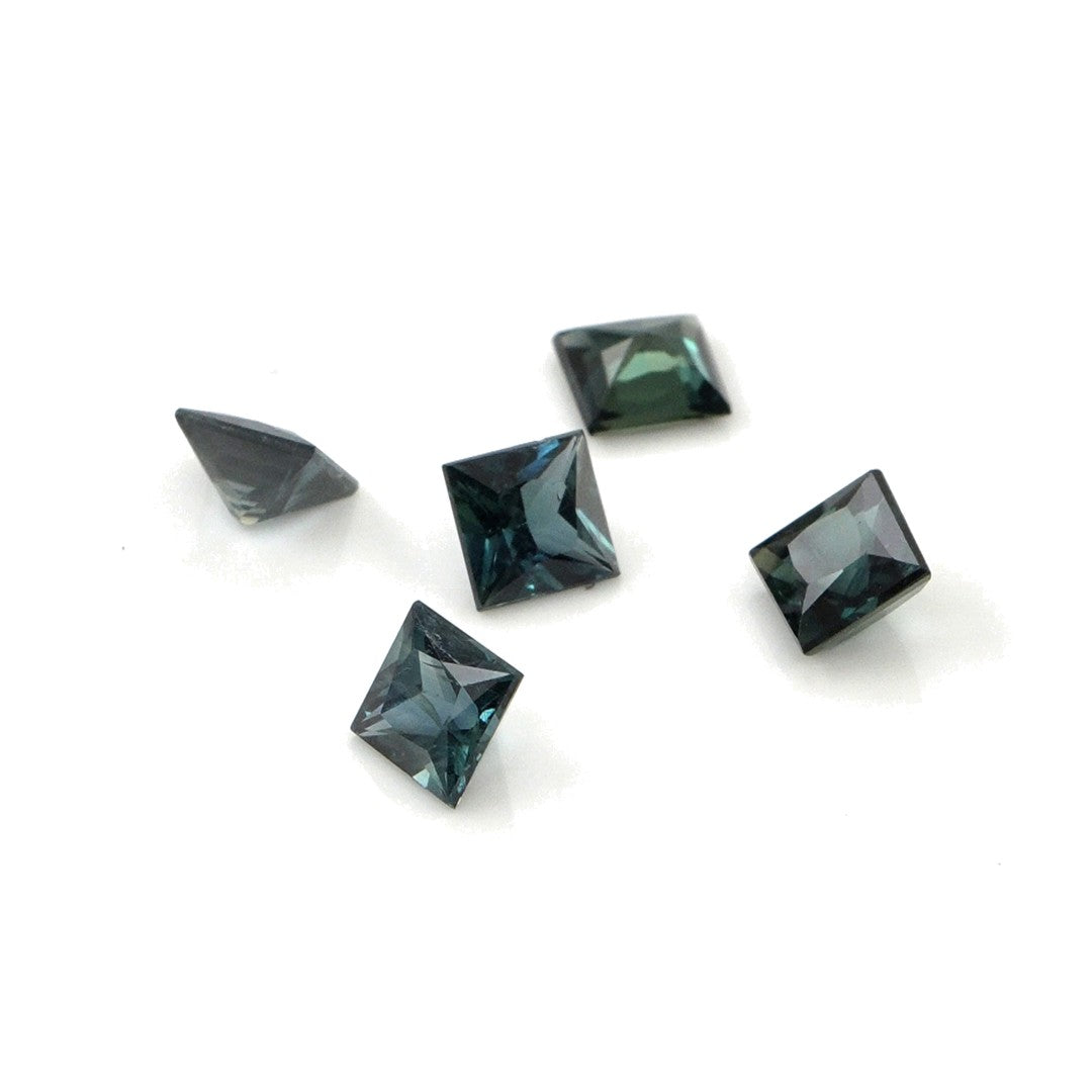 Natural Untreated Australian Teal Sapphire Calibrated Squares | 4mm & 4.5mm