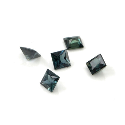 Natural Untreated Australian Teal Sapphire Calibrated Squares | 4mm & 4.5mm
