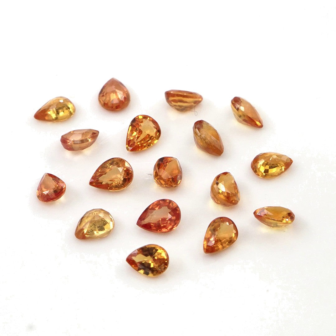 Natural Untreated Orange Sapphire Calibrated Pears | 3x4mm & 4x5mm
