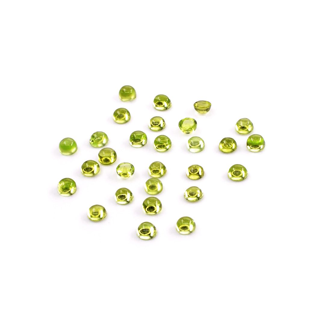 Natural Peridot Calibrated Cabochon Rounds | 3mm & 4mm
