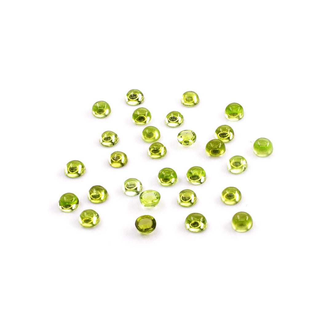 Natural Peridot Calibrated Cabochon Rounds | 3mm & 4mm