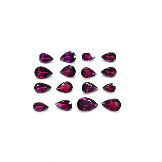 Natural African Rhodolite Calibrated Pears | 4x6mm & 5x7m & 6x8mm